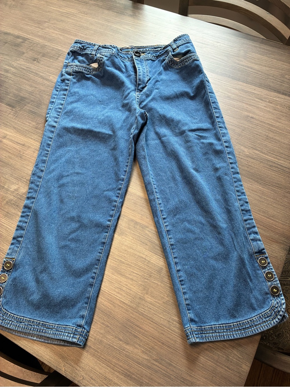 Chadwicks Blue Wide-Leg Cropped Denim Jeans